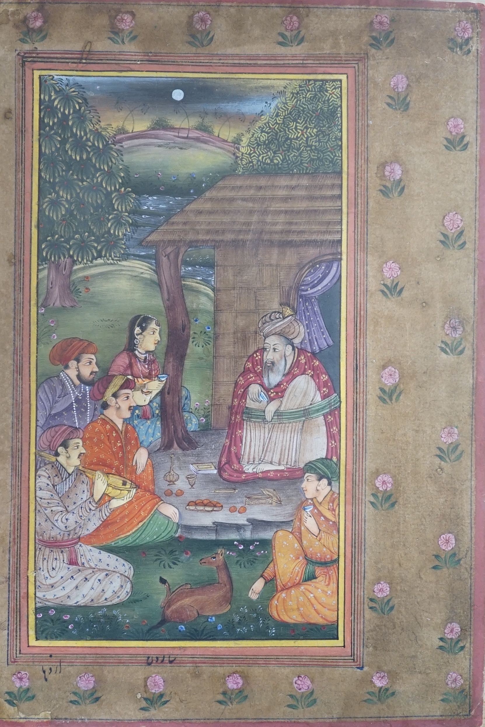Framed Indian miniature-, 14.5 cms wide x 21.5 cms high.
